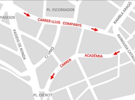 L’Ajuntament de Lleida implementa a partir de dimecres els sentits únics de circulació al Carrer Lluís Companys i Acadèmia amb l’objectiu de millorar la mobilitat al barri 