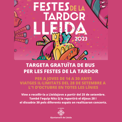 Targeta de bus gratuïta per a joves de 14 a 30 anys durant les Festes de la Tardor