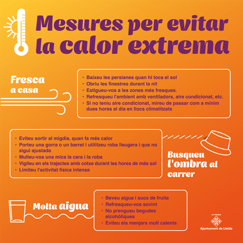 Imatge de la notícia Activat el Pla per a Prevenir els efectes de l’Onada de Calor sobre la Salut de les persones al Municipi de Lleida