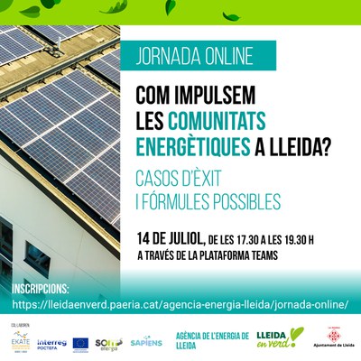 La Paeria organitza una jornada informativa per a impulsar les comunitats energètiques a Lleida 