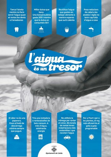 Imatge de la notícia "L'aigua és un tresor. Estalviem-la", campanya de l'Ajuntament de Lleida per promoure l'ús racional de l'aigua